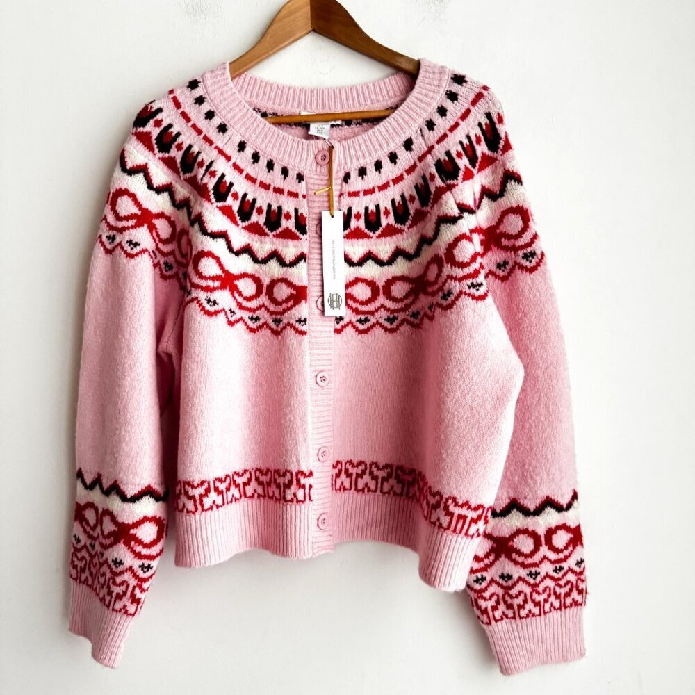House of Harlow Pink Fairisle Cardigan Sweater 1X